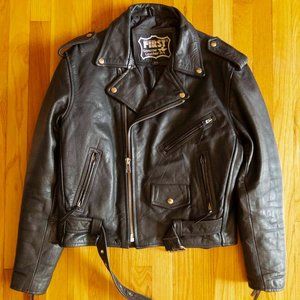 First Genuine Leather Biker Jacket Size 40